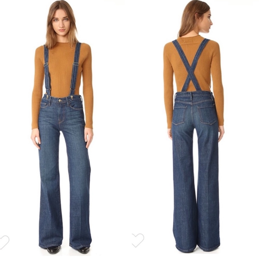 Frame Denim High Rise Wide Leg Denim Overalls Size 27